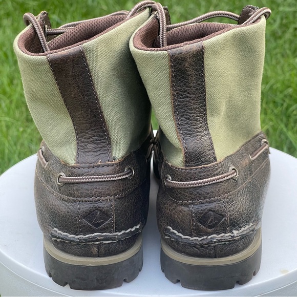 Sperry Top-Sider Boots Mens Size 8.5 Carson Brown Green Leather Canvas STS13572 - Picture 8 of 13
